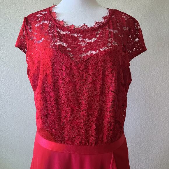 HOCO Sorority‎ Dress XL Lace Overlay Ruffled Wedding Guest Cocktail Miusol NWT - Picture 8 of 14